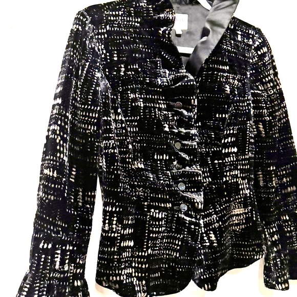 Gergio Armani Collezioni Women's Cut Ruffle Velvet BlazerJacket Silk Blend Sz 8 - Picture 6 of 12